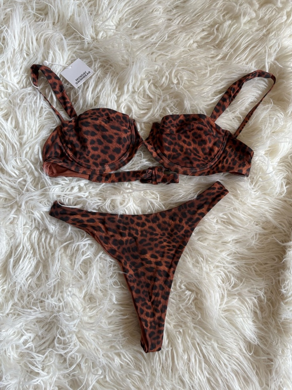 Monday Swimwear Leopard Print Brown Bikini Set